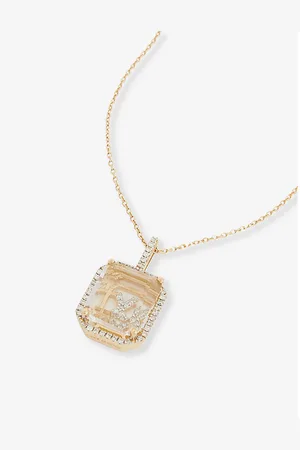 Mateo Secret x 14ct Yellow-Gold, 0.28ct Diamond and Quartz Pendant Necklace