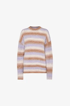 Whistles Womens Striped Round-Neck Knitted Jumper