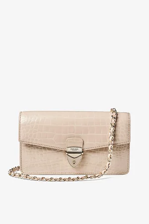ASPINAL OF LONDON Womens Mayfair Croc-Effect Leather Clutch Bag