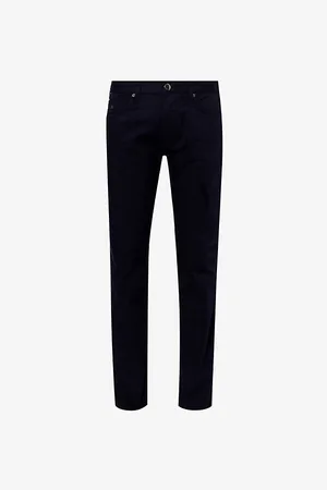 Emporio Armani Mens Belt-Loop Brand-Patch Regular-Fit Tapered-Leg