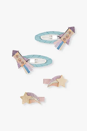 MIMI & LULA Ribbon-Wrapped Pack Of Four Fabric Hair Clips