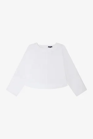 Soeur Womens Armande Round-Neck Wide-Cuff Cotton Blouse