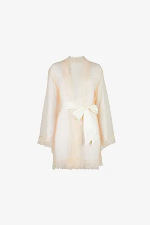 Agent Provocateur Womens Lindie Floral Trim Mesh Dressing Gown