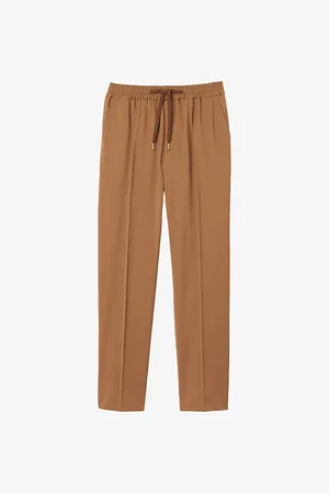 Sandro Mens Drawstring-Waist Straight-Leg Wool-Blend Trousers