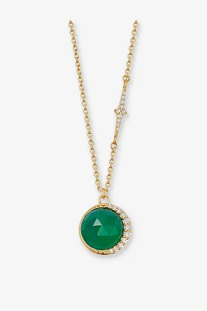 ASTLEY CLARKE Womens Luna Large 18ct Yellow Gold-Plated Vermeil Sterling-Silver and Chalcedony Pendant Necklace