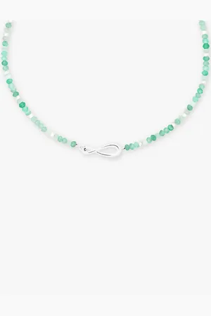 Astrid & Miyu Womens Dolce Plated-Brass, Amazonite and Chrysoprase Beaded Necklace