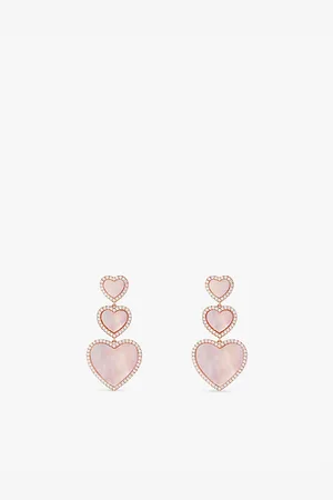 APM Monaco Womens Eternelle Pink Nacre, Cubic-Zirconia Heart 18ct Gold-Plated Earrings