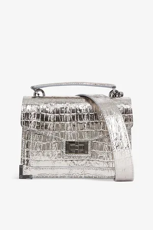 The Kooples Womens Emily Small Croc-Embossed Leather Shoulder Bag