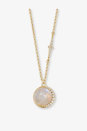 ASTLEY CLARKE Womens Luna Large 18ct Yellow Gold-Plated Vermeil Sterling-Silver and Moonstone Pendant Necklace