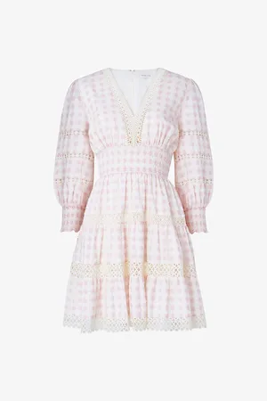 By Malina Womens Inez Lace-Trim Cotton Mini Dress