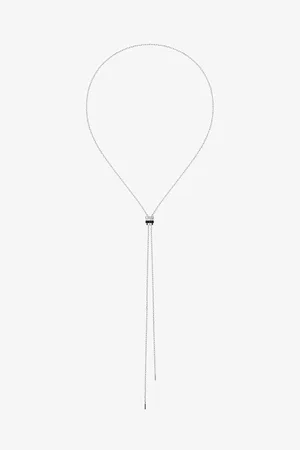 Boucheron Mens Quatre Black Edition 18ct White-Gold and 0.18ct Diamond Small Tie Necklace