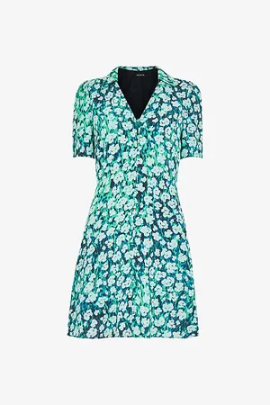 Whistles Womens Rowal Floral-Print Short-Sleeve Woven Mini Dress