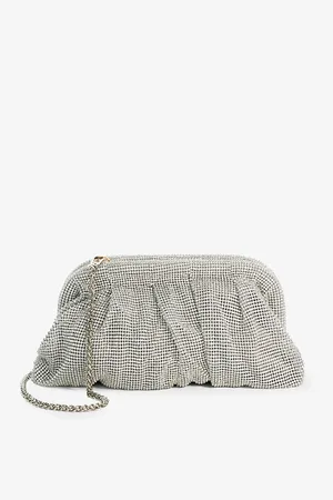 Dune Womens Elegant Crystal-Embellished Woven Clutch Bag