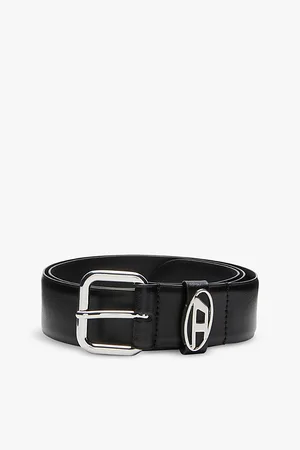 Diesel Mens B-1Dr Oval Logo-Buckle Leather Belt