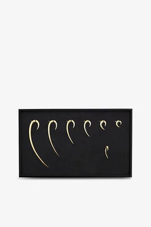 SHAUN LEANE Iconic Hook Yellow-Gold Vermeil Plated Sterling-Silver and 0.04ct Diamond Earring Box Set