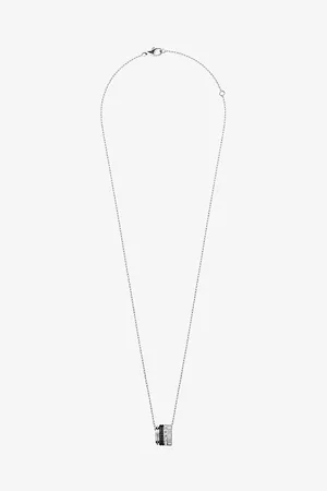 Boucheron Mens Quatre Black Edition 18ct White-Gold and 0.24ct Diamond Pendant Necklace