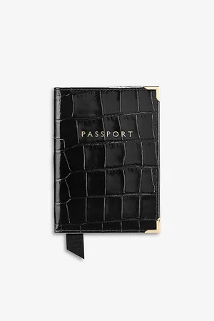 ASPINAL OF LONDON Logo-Print Croc-Embossed Leather Passport Cover