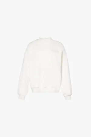 The Couture Club Womens Late Checkout Brand-Print Cotton-Jersey Sweatshirt