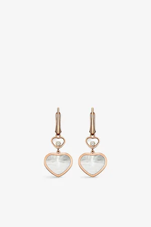 Chopard Happy Hearts 18ct Rose-Gold, 0.10ct Diamond and Mother-Of-Pearl Earrings