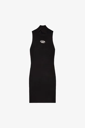 Diesel Womens M-Onervax Logo-Plaque Woven Mini Dress