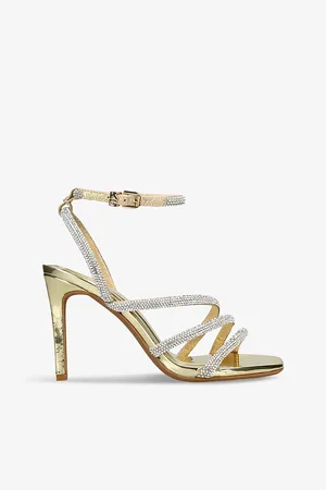 Kurt Geiger Womens Savanna Embellished Faux Patent-Leather Sandals