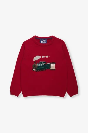 FrenchTrotters Steam Train Graphic-Intarsia Knitted Jumper 2-11 Years