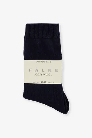 Falke Womens Cosy Wool Brand-Print Knit Socks