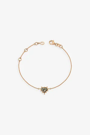 LA Maison Couture Womens Selda Heart 14ct Rose Gold, 0.07ct Brilliant-Cut Diamond and 0.01ct Brilliant-Cut White Diamond Bracelet