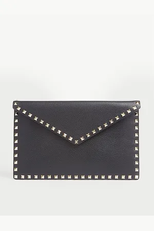 VALENTINO GARAVANI Womens Rockstud Studded Leather Envelope Clutch