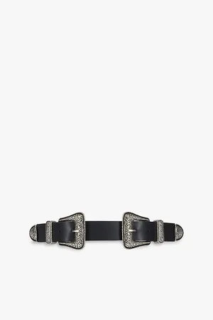 The Kooples Womens Double-Buckle Leather Belt