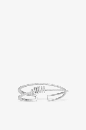 APM Monaco Womens Double-Band Sliding Rings Sterling- and Zirconia Bracelet