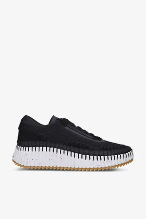 Chloé Womens Nama Embroidered Suede and Recycled Mesh Trainers