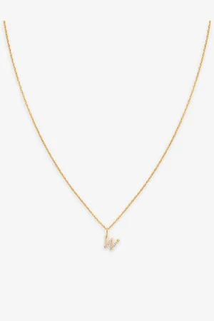 Astrid & Miyu Womens Initial W 18ct Yellow Gold-Plated Sterling-Silver and Cubic Zirconia Pendant Necklace