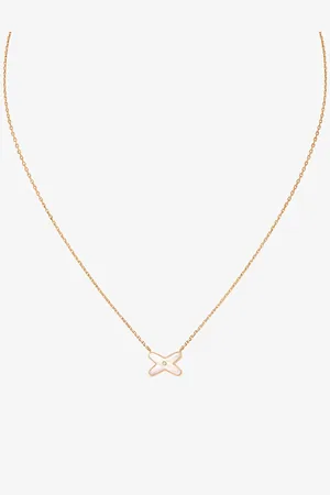 CHAUMET Jeux De Liens 18ct Rose-Gold, 0.01ct Brilliant-Cut Diamond and Mother-Of-Pearl Pendant Necklace