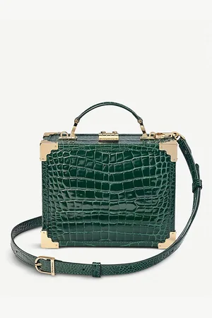 ASPINAL OF LONDON Womens Trunk Mini Croc-Embossed Leather Clutch Bag