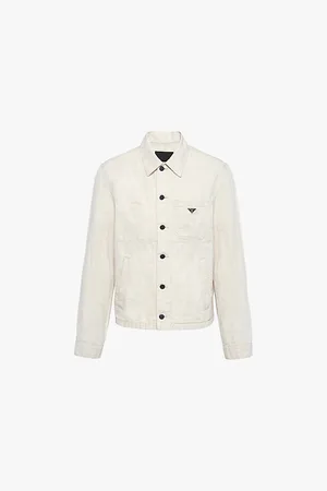 Prada Mens Branded-Plaque Chest-Pocket Cotton-Blend Jacket