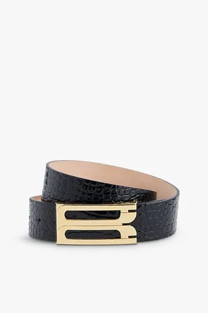 Victoria Beckham Womens Jumbo Frame Buckle-Embellished Leather Belt