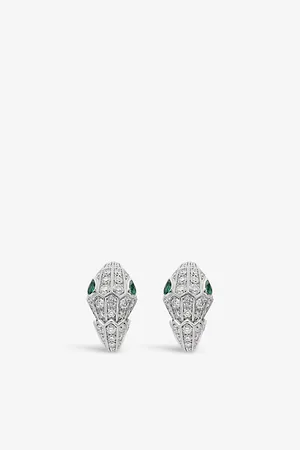 Bvlgari Serpenti Tubolari 18ct White-Gold, 3.11ct Brilliant-Cut Diamond and 0.51ct Emerald Earrings