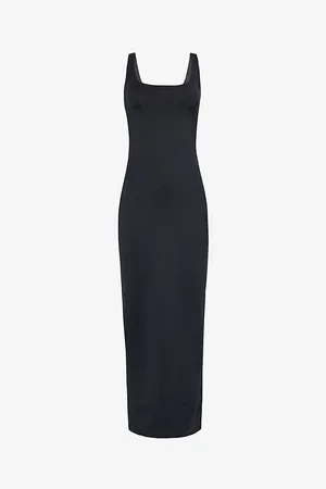 GOOD AMERICAN Womens Modern Square-Neck Stretch-Woven Maxi Dress