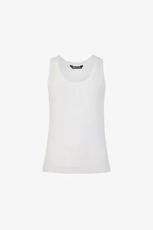 Whistles Womens Scoop-Neck Ribbed Stretch Better-Cotton Vest Top