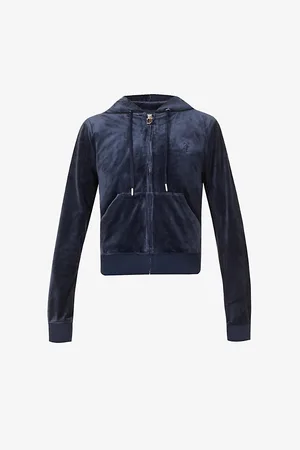 Juicy Couture Womens Regular-Fit Logo-Embroidered Velour Hoody
