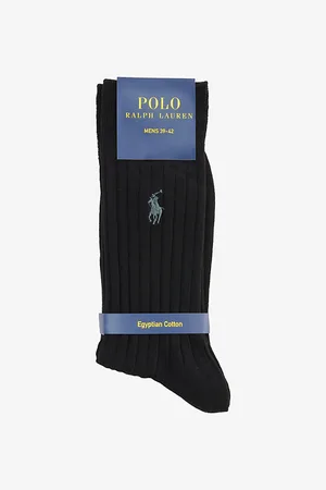 Ralph Lauren Mens Logo-Embroidered Stretch-Cotton Blend Socks