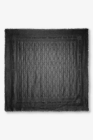 Zadig & Voltaire Womens Glenn Brand-Print Metallic-Woven Scarf