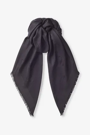 Jimmy Choo Womens Emani Brand-Print Silk-Blend Scarf