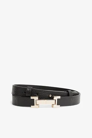 Reiss Womens Hayley Hinged-Buckle Leather Belt