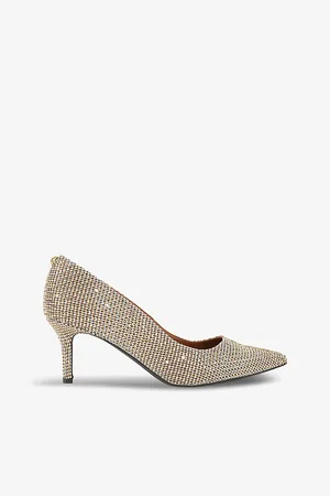 Kurt Geiger Womens Kensington Flexi Houndstooth Woven Suede Court Shoes