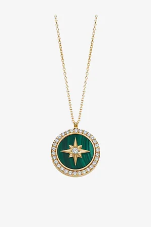 ASTLEY CLARKE Womens Polaris Large 18ct Yellow Gold-Plated Vermeil Sterling-Silver and Malachite Locket Necklace