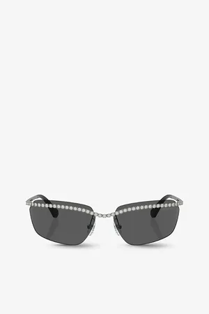 Swarovski Womens Sk7001 Rectangle-Frame Gem-Embellished Metal Sunglasses