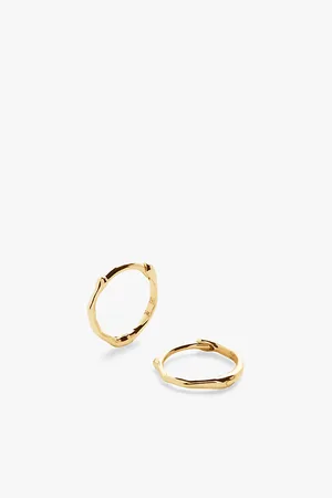 Monica Vinader Womens Siren 14ct Yellow-Gold Mini Huggie Earrings