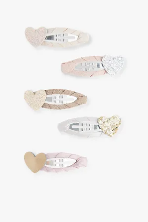 MIMI & LULA Heart Mini Clic Clacs Pack Of Five Fabric Hair Clips